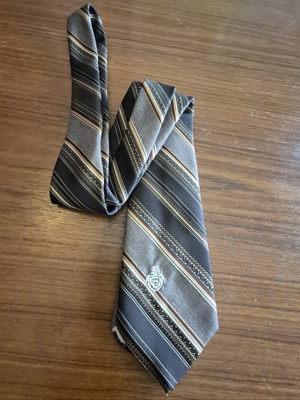 Vintage diagonal striped brown tie